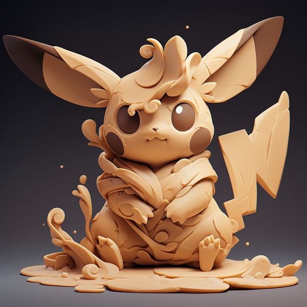 midjourney pikachu from pokemon as a clay model 3d niji style expressive