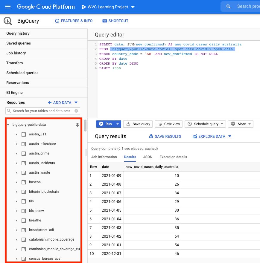 BigQuery Public Data Example