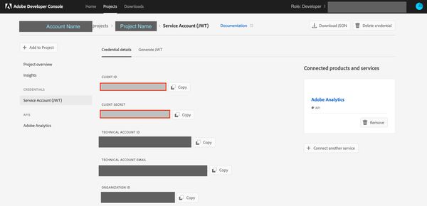 Adobe Analytics Grab the Client ID and Client Secret