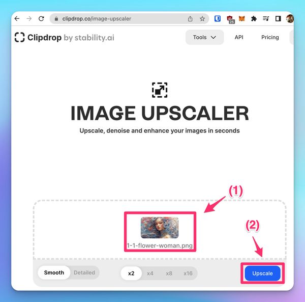 clipdrop select image and start