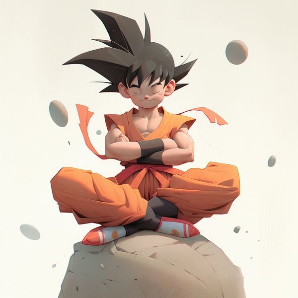 midjourney goku from dragon ball z looking relaxed niji 5 style expressive