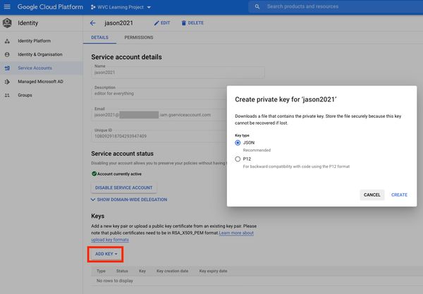 GCP Create Key