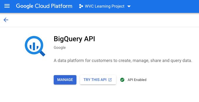 GCP Enable BigQuery API