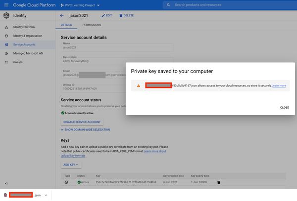 GCP Download Private Key