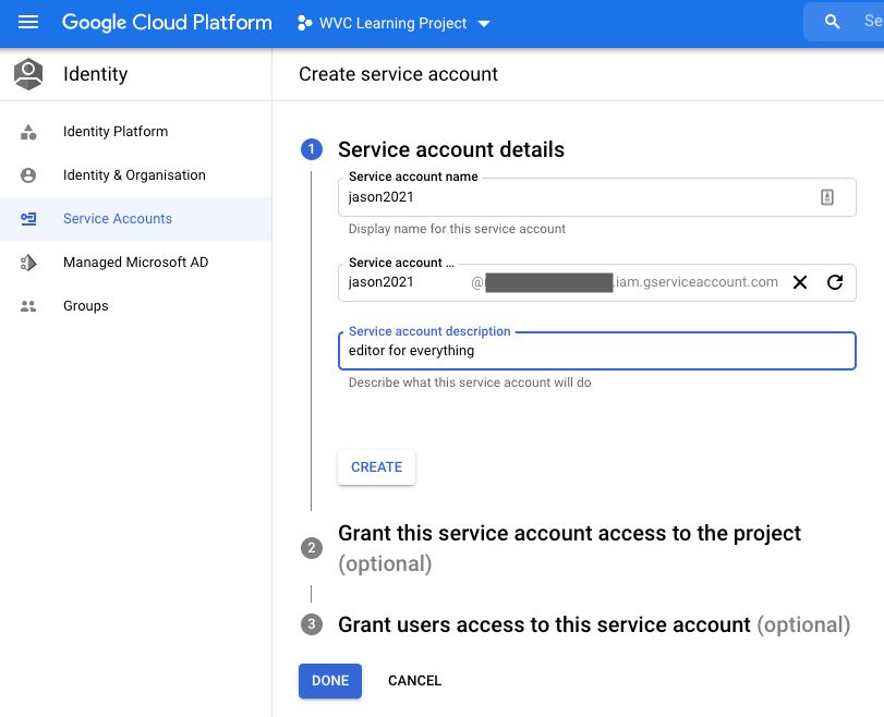 GCP Service Account Config 1