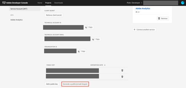 Adobe Analytics Generate public/private keys