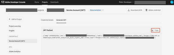 Adobe Analytics JWT Payload