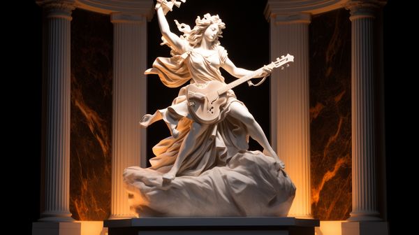 midjourney greek goddess playing electric guitar marble
