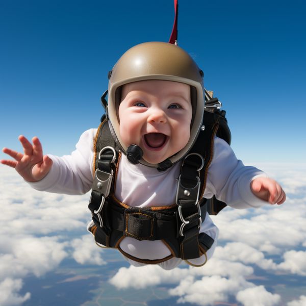 midjourney baby skydiving