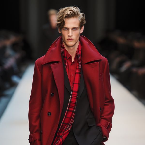 midjourney male model burberry coat
