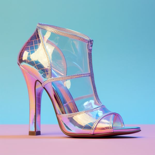 midjourney holographic high heel shoe