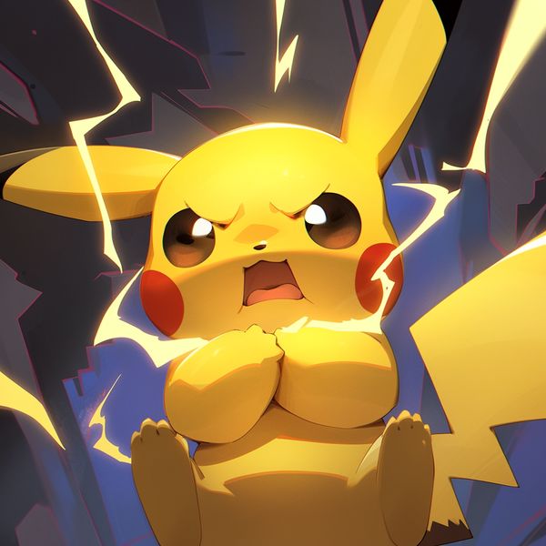 midjourney pikachu from pokemon looking upset niji 5 style expressive